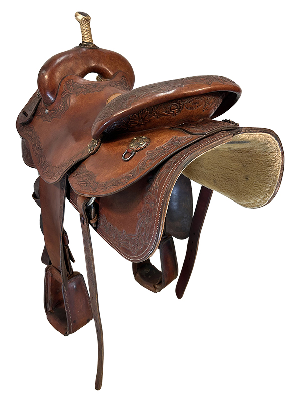 16-inch-used-clint-mortenson-cutting-saddle-12 16 Inch Used Clint Mortenson Cutting Saddle Wide Tree - Image 1