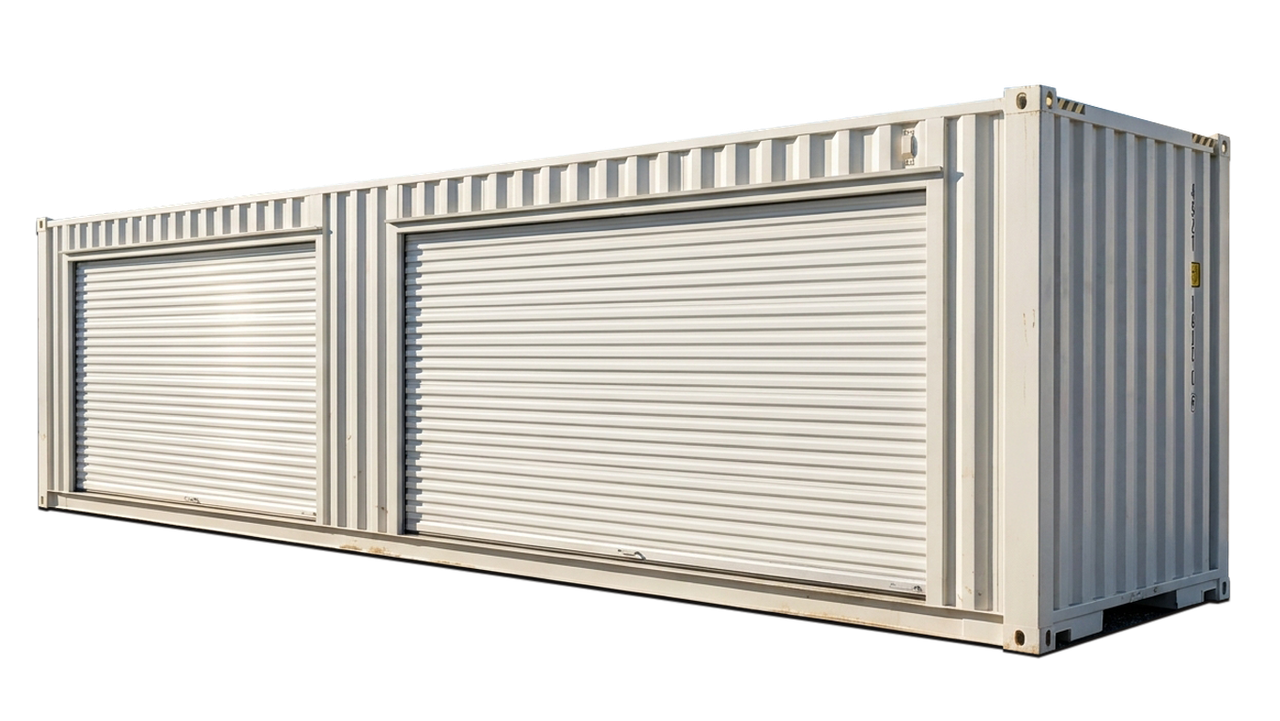 media_ (2) 16ft Roll-Up Doors-1-1280x721 40ft New Storage Container w/ (2) 16ft Roll-Up Doors - Image 1