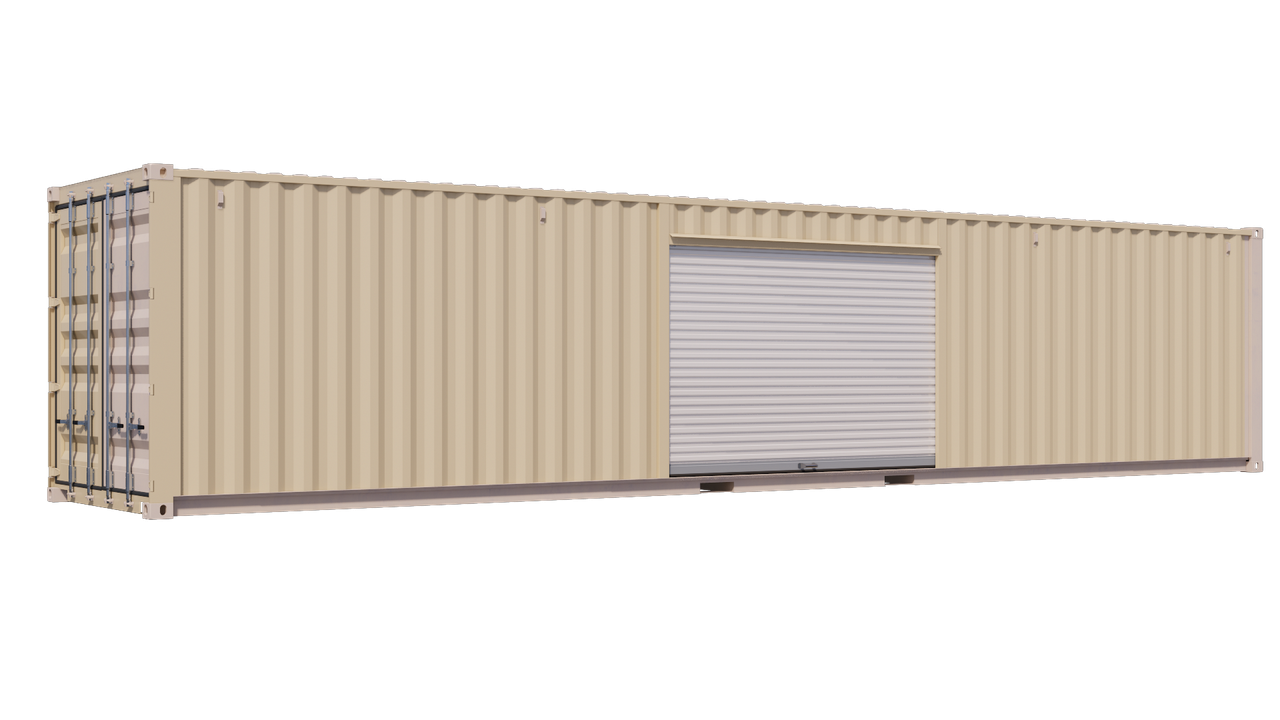 media_new-40-10-1b-1280x720 40ft New Storage Container w/ One 10ft Roll-up Door on Right Side - Image 1